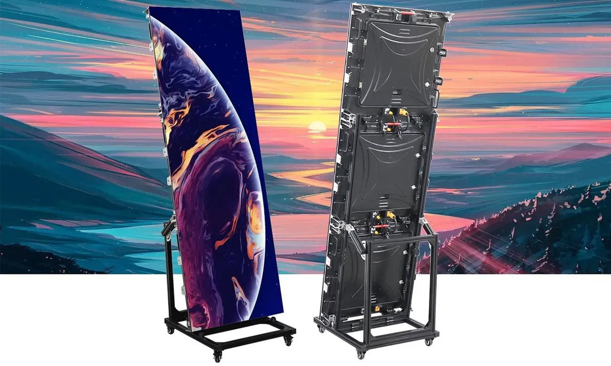 LED poster display op wielen – mobiele LED poster display staand reclamedisplay kopen